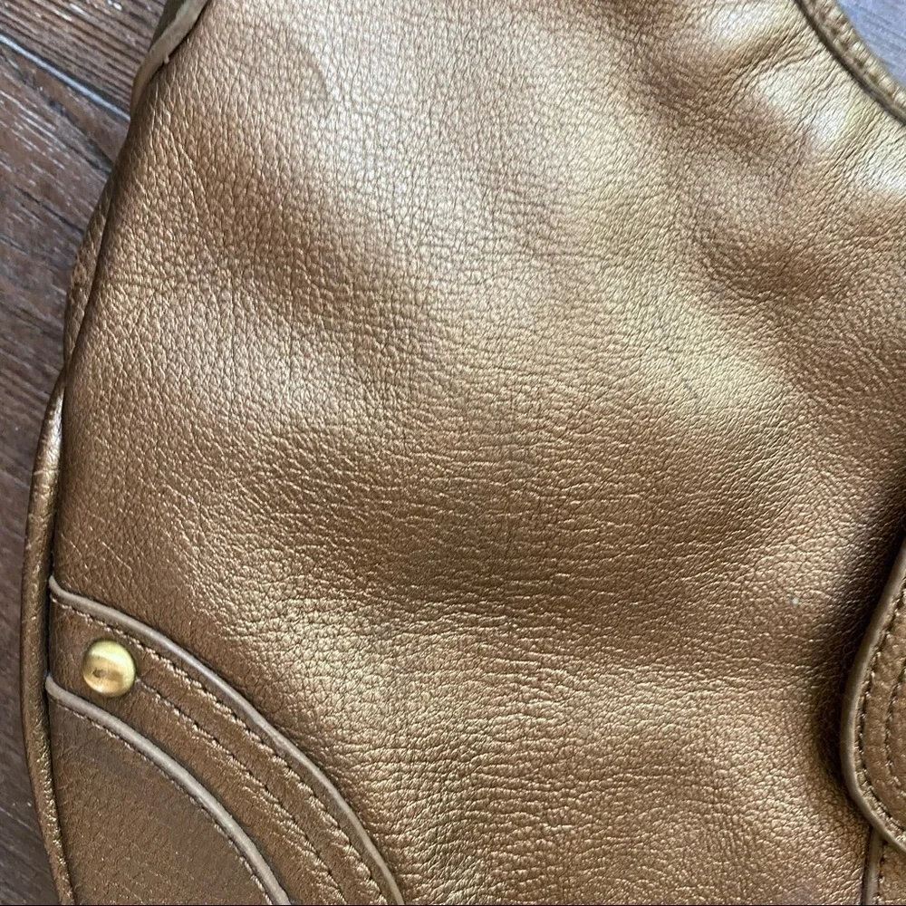 Vintage gold genuine leather Coldwater Creek hobo bag shoulder bag purse bronze